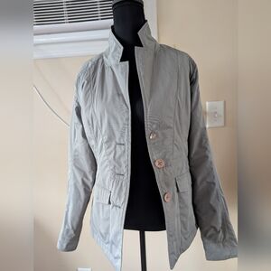 Nau Light Gray Utility Jacket with Stand-Up Collar and Quilted Texture